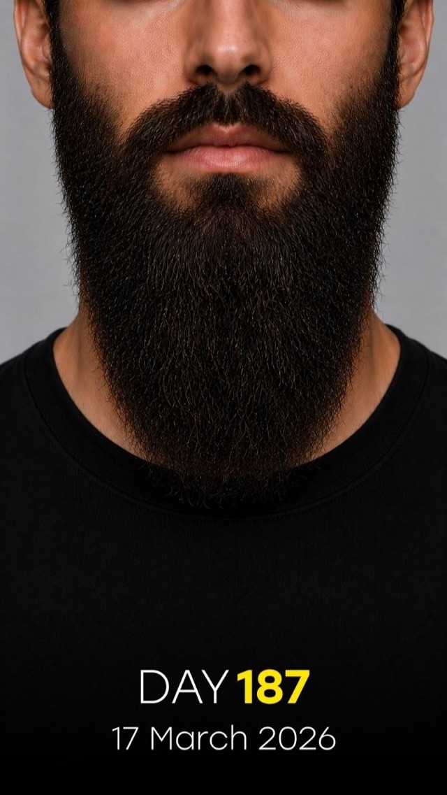 Beard growth day 187, thick beard